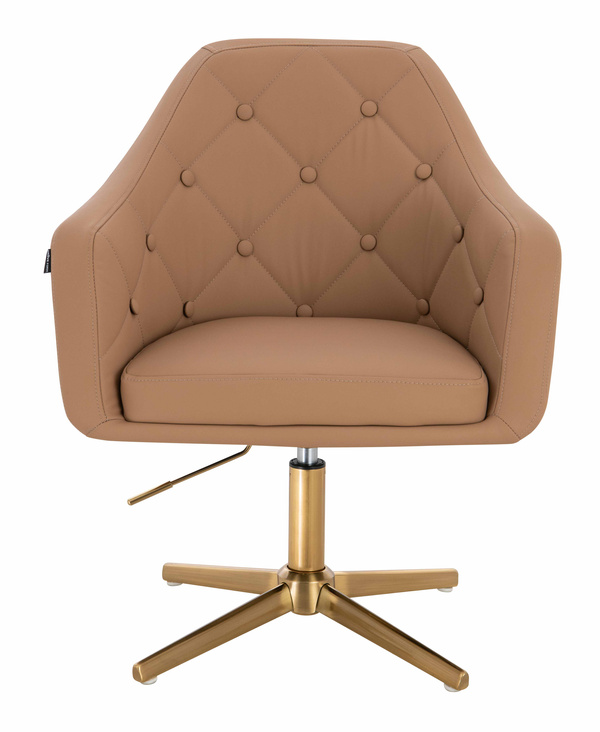 HR831CROSS Karamell Műbőr Premium Soft szék Arany lábbal