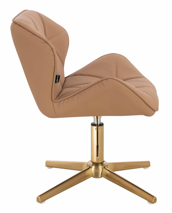 HR111CROSS Karamell Műbőr Premium Soft szék arany lábbal