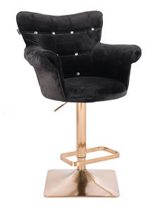 HR804KW Fekete modern velúr szék arany lábbal