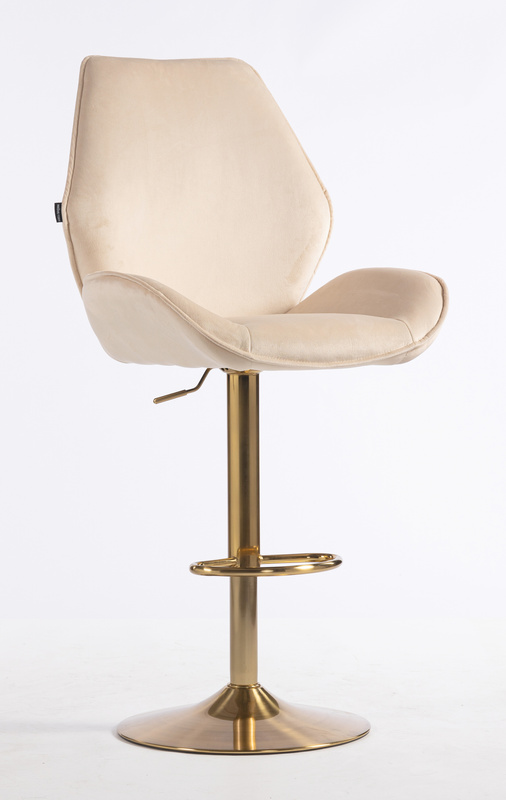 HR350W Krémszínű modern velúr szék arany lábbal