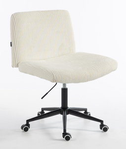 HR150K Fehér Modern Kordbársony Szék Fekete lábbal