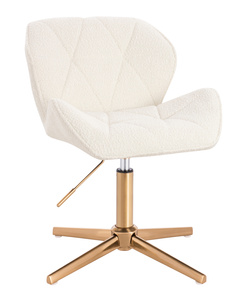 HR111CROSS Krémszínű modern boucle szék arany lábbal