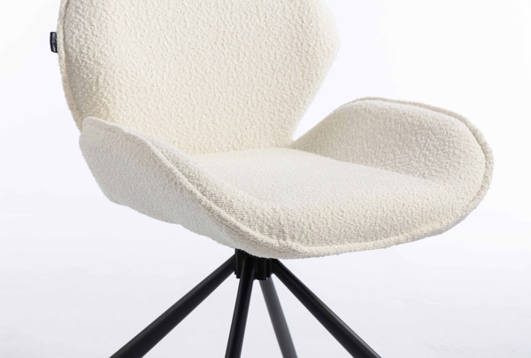 HR350 CSILLAGLÁB Krémszínű modern boucle szék fekete lábbal