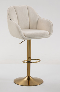 HR2055W Krémszínű Modern Boucle Szék Arany lábbal