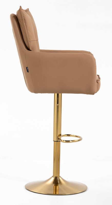 HR250W Karamell Színű Prémium Soft Műbőr Szék Arany Lábbal