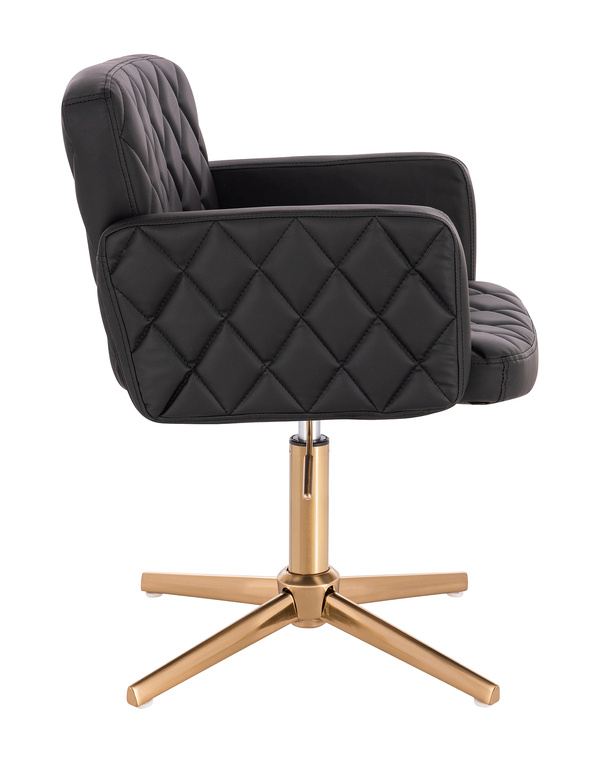 HC802CROSS Fekete Modern Műbőr Szék Arany lábbal