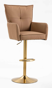 HR250W Karamell Színű Prémium Soft Műbőr Szék Arany Lábbal