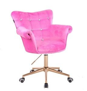 HR804CK Rózsaszín modern velúr szék arany lábbal