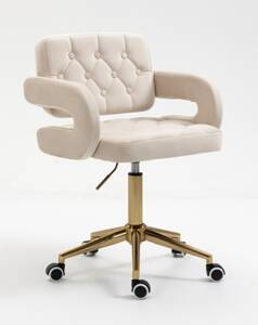 HR8403K Krémszínű modern velúr szék arany lábbal