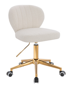HR193K Krémszínű modern boucle  szék arany lábbal