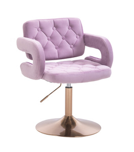 HR8403 Halványlila modern velúr szék arany lábbal