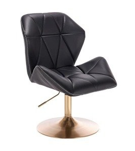 HR212N ZIC-ZAC Fekete modern műbőr szék arany lábbal