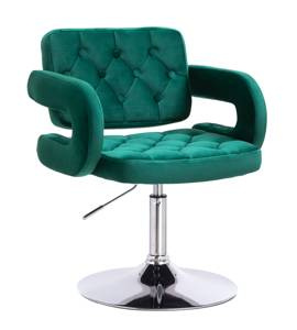 HR8403N Sötétzöld modern velúr szék krómozott lábbal