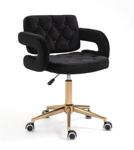 HR8403K Fekete modern velúr szék arany lábbal