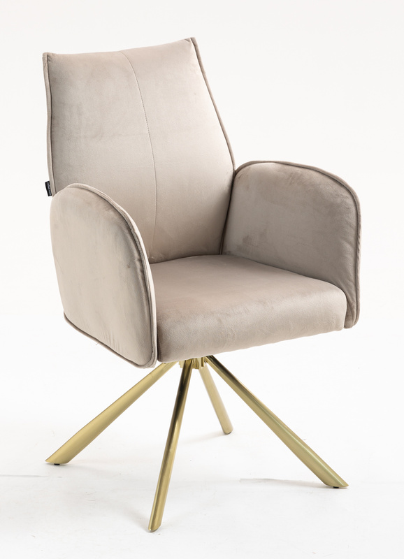 HR280 CSILLAGLÁB Latte Modern Velúr Szék Arany lábbal