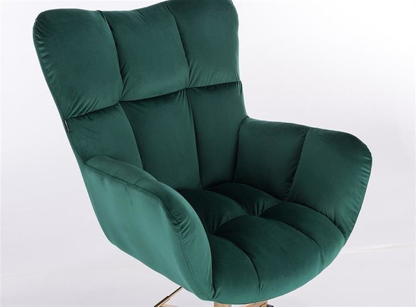 HR650N Sötétzöld modern velúr szék arany lábbal