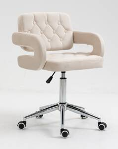 HR8403K Krémszínű modern velúr szék krómozott lábbal