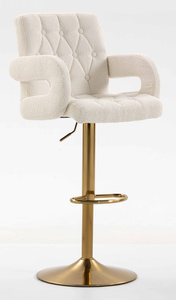 HR8404W Krémszínű Boucle szék arany lábbal