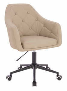 HR831K Krémszínű Műbőr Premium Soft szék fekete lábbal