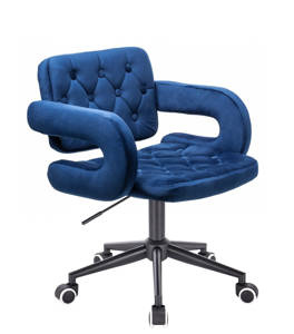 HR8403K Tengerkék modern velúr szék fekete lábbal