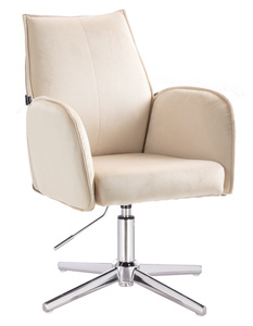 HR280CROSS Krémszínű Modern Velúr Szék Krómozott lábbal