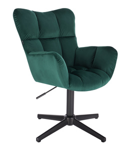 HR650CROSS Sötétzöld modern velúr szék fekete lábbal
