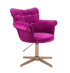 HR804CCROSS Fukszia modern velúr szék arany lábbal