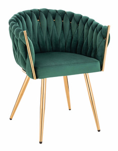 HR750 Szék Arany lábakkal Sötétzöld velúr