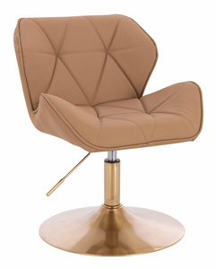HR111N Karamell Műbőr Premium Soft szék arany lábbal