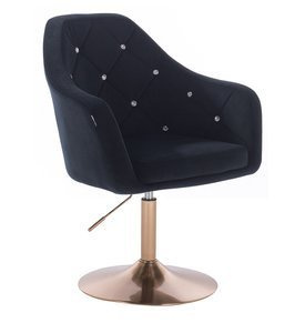 HR830 Fekete Modern Velúr Szék Arany lábbal