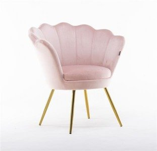 FREY Púderrózsaszín modern velúr szék arany lábbal
