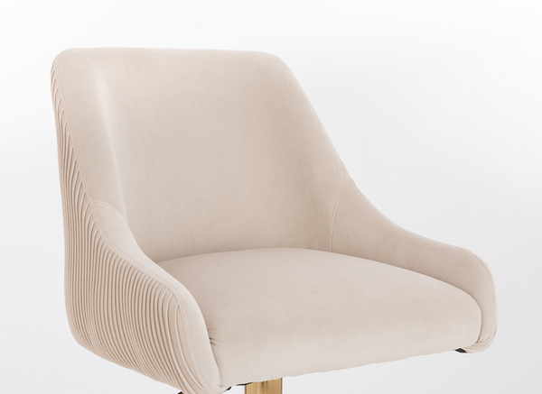 HR920KW Krémszínű Modern Velúr Szék Arany lábbal
