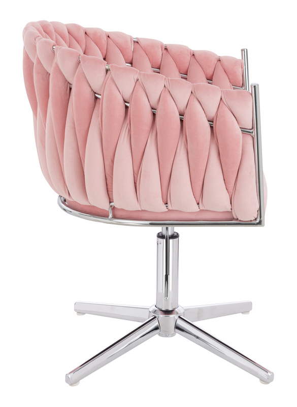HR750CROSS Púder Rózsaszín Modern Velúr Szék Krómozott lábbal