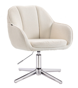 HR2055CROSS Krémszínű Modern Boucle Szék Krómozott lábbal