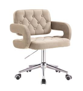 HR8403K Latte modern velúr szék krómozott lábbal