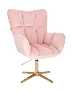 HR650CROSS Púderrózsaszín modern velúr szék arany lábbal