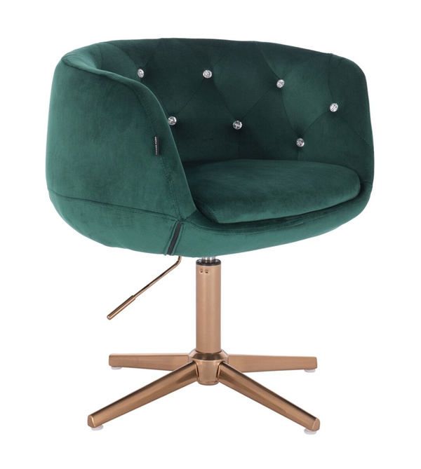 HR333CCROSS Sötétzöld modern velúr szék arany lábbal