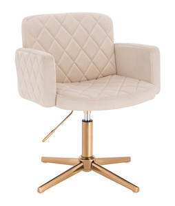 HR802CROSS Krémszínű Modern Velúr Szék Arany lábbal