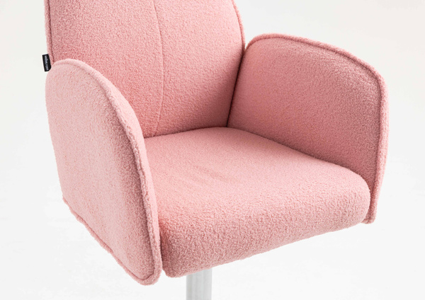 HR280W Púder Rózsaszín modern boucle szék krómozott lábbal