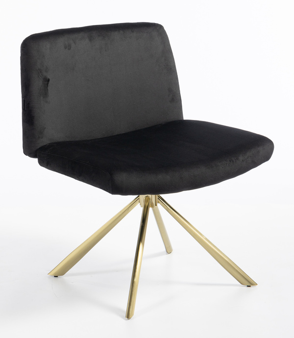 HR150 CSILLAGLÁB Fekete Modern Velúr Szék Arany lábbal