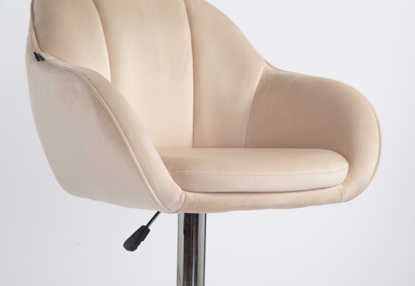 HR2055W Krémszínű Modern Velúr Szék Krómozott lábbal