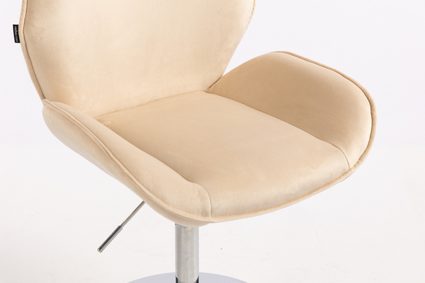HR350N Krémszínű modern velúr szék krómozott lábbal