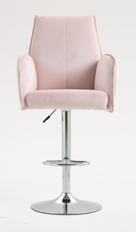 HR280W Puder Rózsaszín  Modern Velúr Szék Krómozott lábbal
