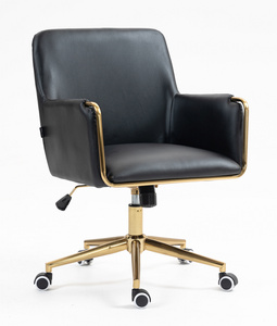 HR4318K Fekete modern műbőr szék arany lábbal