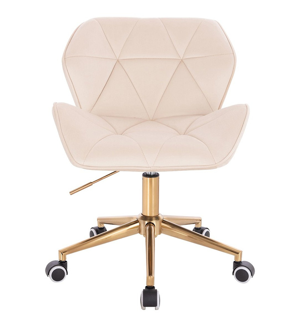 HR111K Krémszínű modern velúr szék arany lábbal