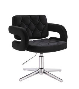 HR8403CROSS Fekete modern velúr szék krómozott lábbal