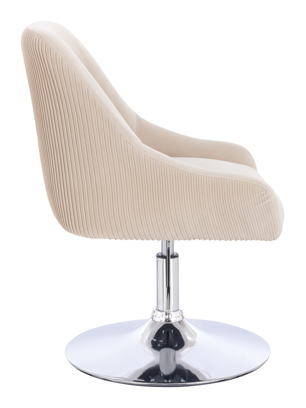 HR920N Krémszínű Modern Velúr Szék Krómozott lábbal