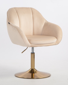 HR2055N Krémszínű Modern Velúr Szék Arany lábbal