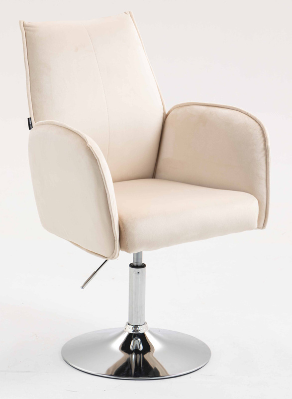 HR280N Krémszínű Modern Velúr Szék Krómozott lábbal