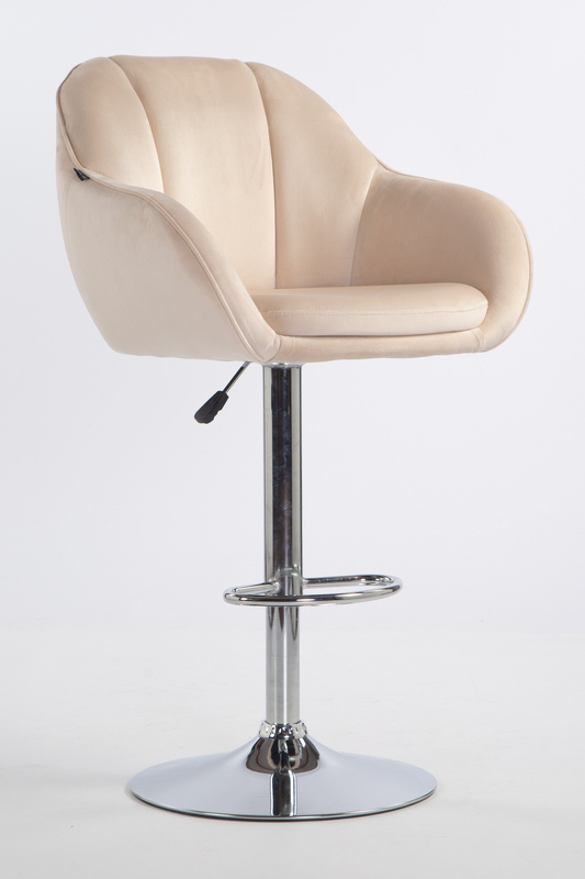 HR2055W Krémszínű Modern Velúr Szék Krómozott lábbal